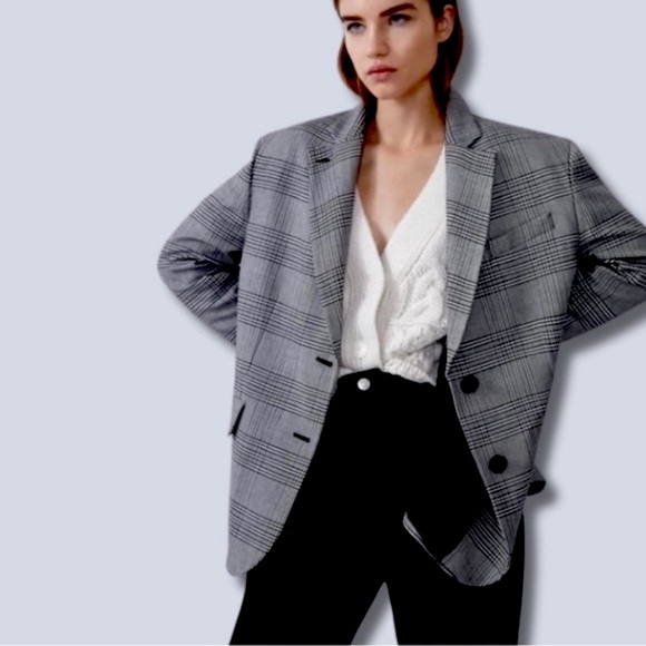 Zara Jackets & Blazers - Zara Oversized Plaid Pinstripe Blazer XS
